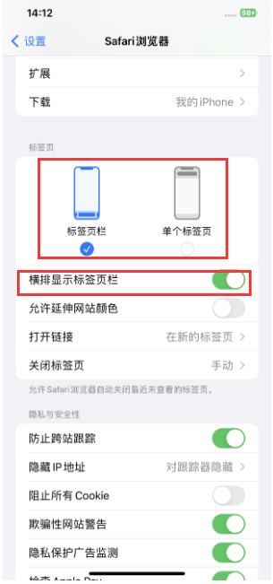 兴海苹果手机维修分享Safari浏览器如何切换标签栏位置 