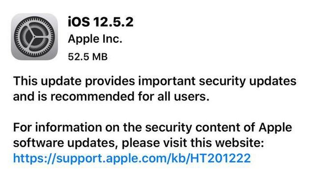 兴海苹果手机维修分享iOS12.5.2发布，建议所有老苹果用户安装 
